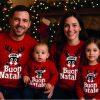 Set Tris di Felpe Famiglia Natale Rosse Maglie Natalizie per papà Mamma Bambino Maglione con Renne Elfi Gufetti e Topolino