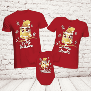 tris t-shirt gufi rosse