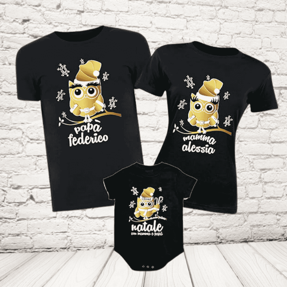 tris t-shirt gufi nere