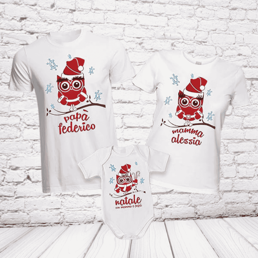 tris t-shirt gufi bianche