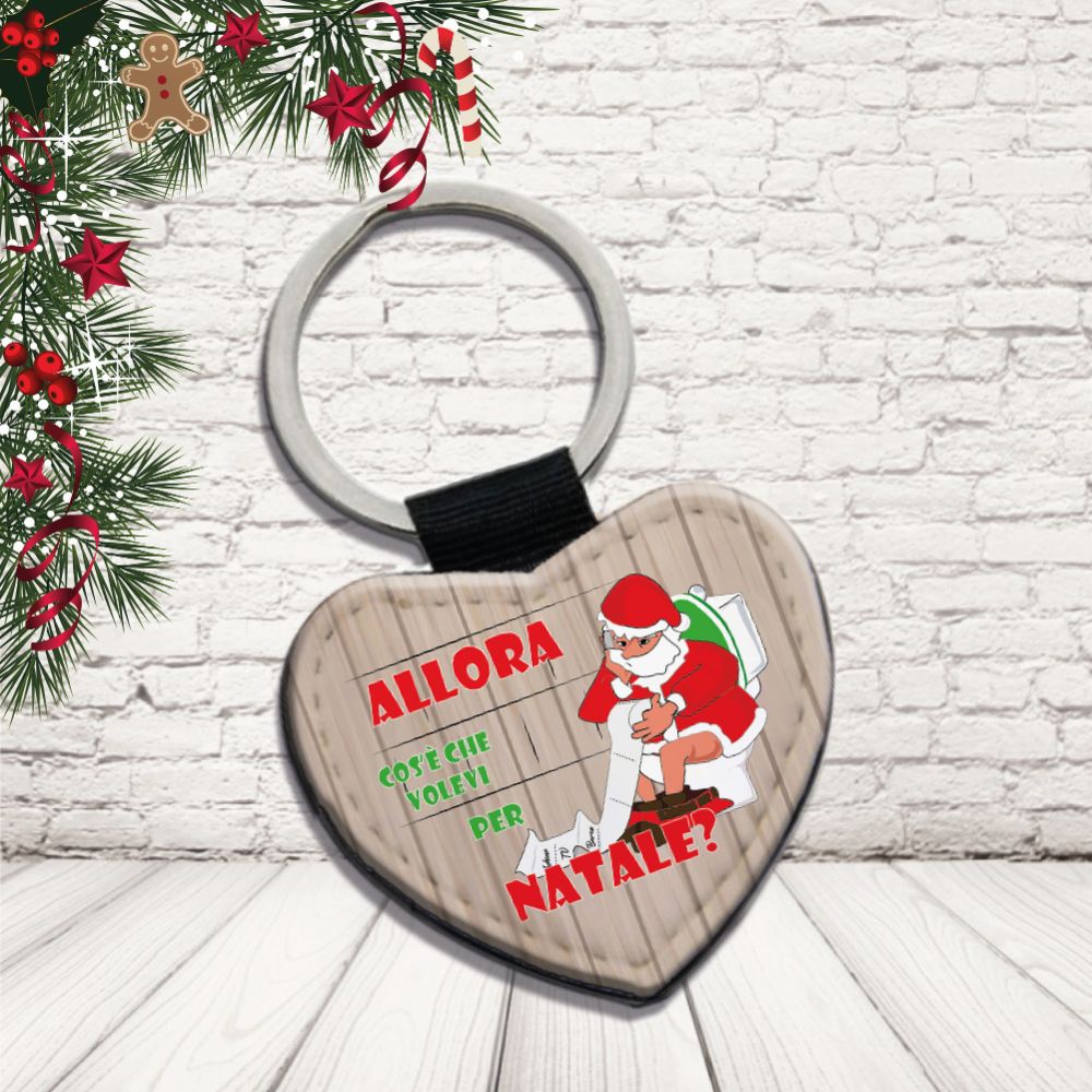 Portachiavi in Eco Pelle Simpatico Natalizio Divertente per Natale Decorativo Chiavi Casa Idea Regalo Originale Personalizzabile con nomi Famiglia ''LISTA REGALI''