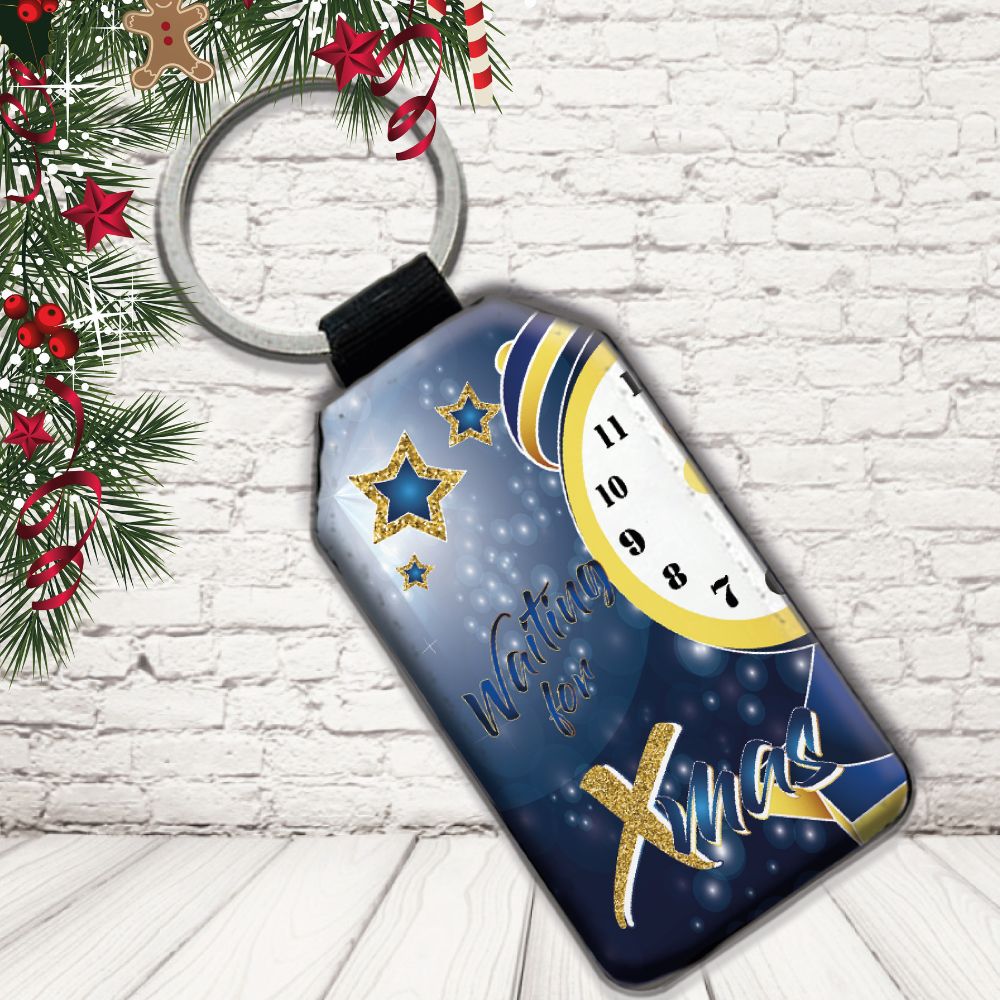 Portachiavi in Eco Pelle Simpatico Natalizio Divertente per Natale Decorativo Chiavi Casa Idea Regalo Originale Personalizzabile con nomi Famiglia ''XMAS TIME''