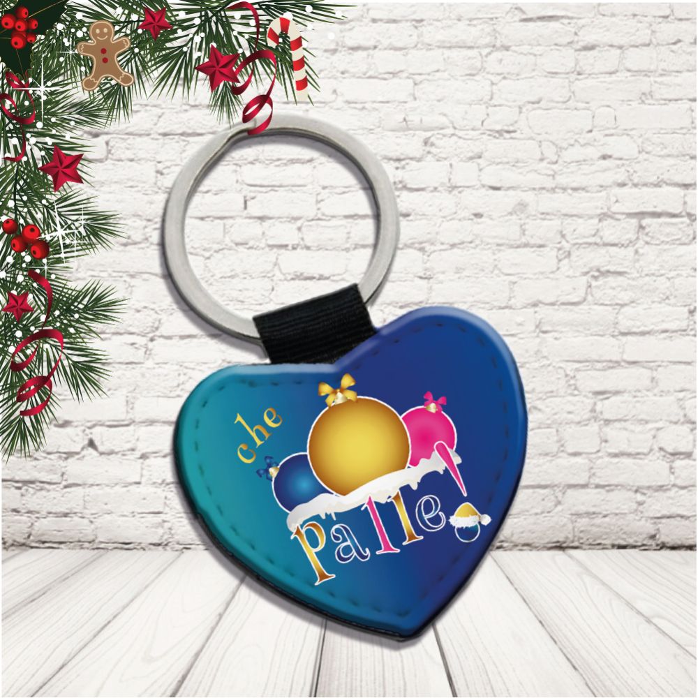 Portachiavi in Eco Pelle Simpatico Natalizio Divertente per Natale Decorativo Chiavi Casa Idea Regalo Originale Personalizzabile con nomi Famiglia ''CHE PALLE''
