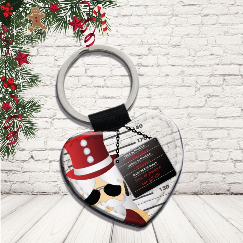 Portachiavi in Eco Pelle Simpatico Natalizio Divertente per Natale Decorativo Chiavi Casa Idea Regalo Originale Personalizzabile con nomi Famiglia ''BABBO SCHEDATO''