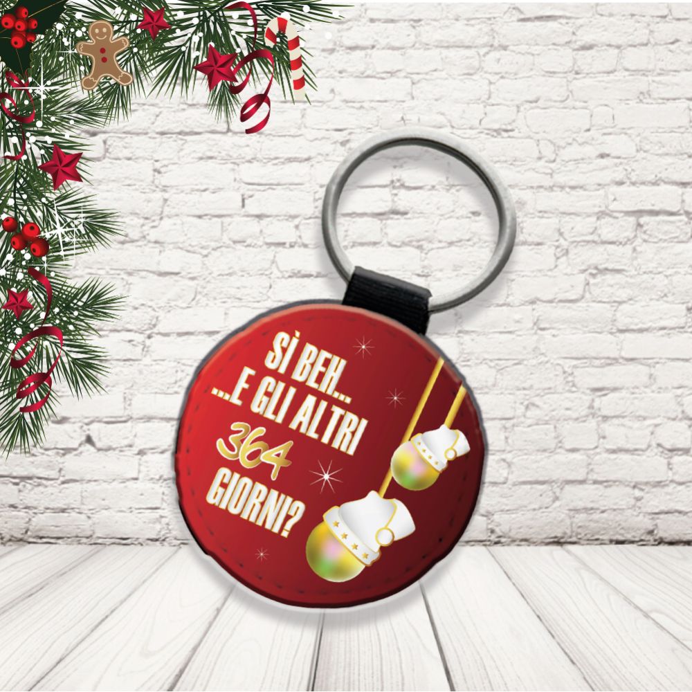 Portachiavi in Eco Pelle Simpatico Natalizio Divertente per Natale Decorativo Chiavi Casa Idea Regalo Originale Personalizzabile con nomi Famiglia ''364 GIORNI''