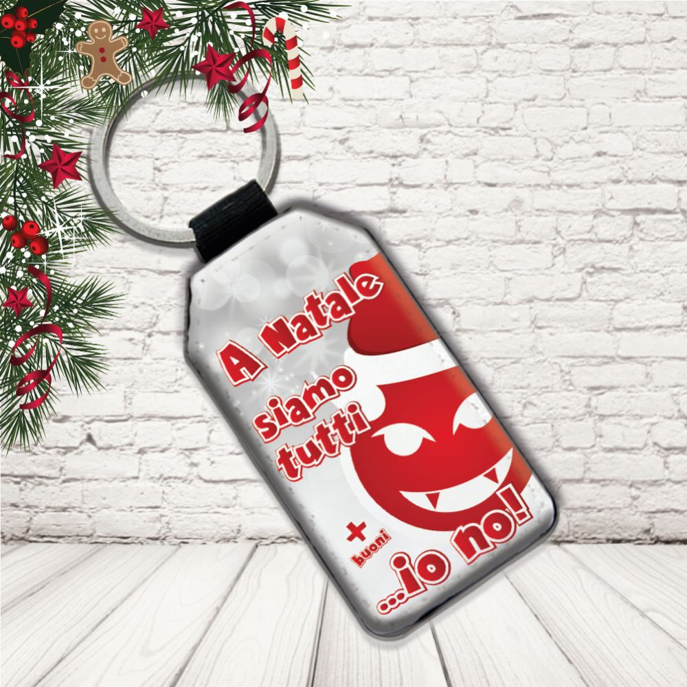 Portachiavi in Eco Pelle Simpatico Natalizio Divertente per Natale Decorativo Chiavi Casa Idea Regalo Originale Personalizzabile con nomi Famiglia ''SIAMO TUTTI PIU' BUONI''