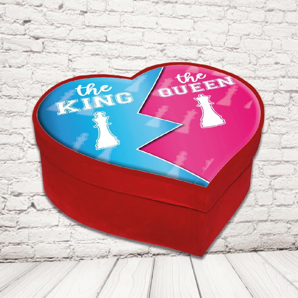 SCATOLA CUORE ''KING AND QUEEN SCACCHI''