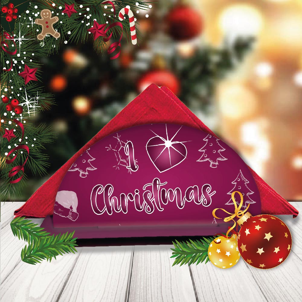 I LOVE CHRISTMAS PURPLE porta tovaglioli