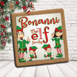 SOTTO PENTOLA ''elf in family'' quadrato