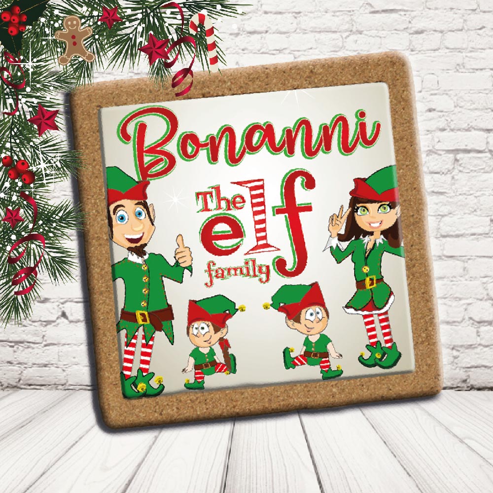 SOTTO PENTOLA ''elf in family'' quadrato