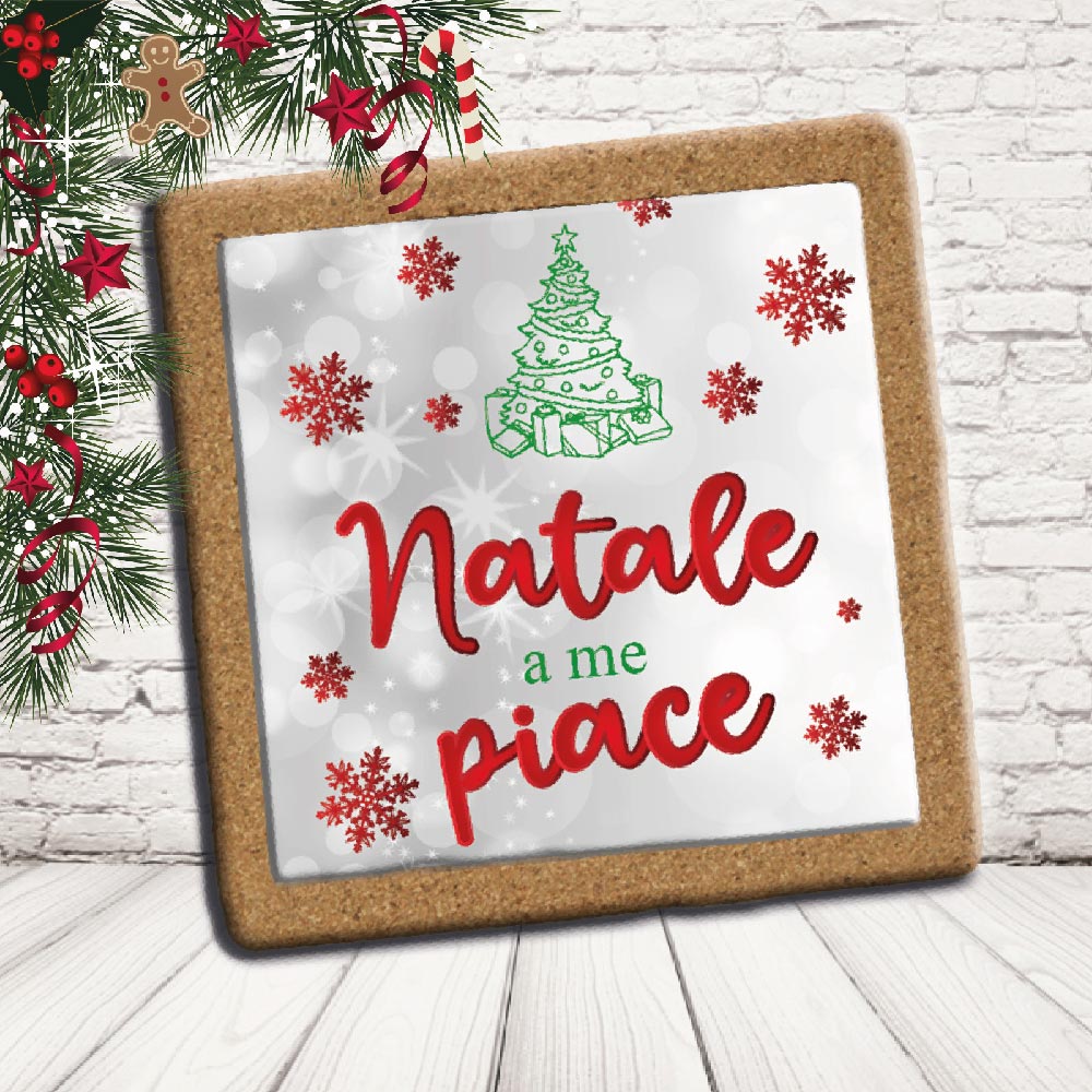 SOTTO PENTOLA ''NATALE PIACE '' QUADRATO