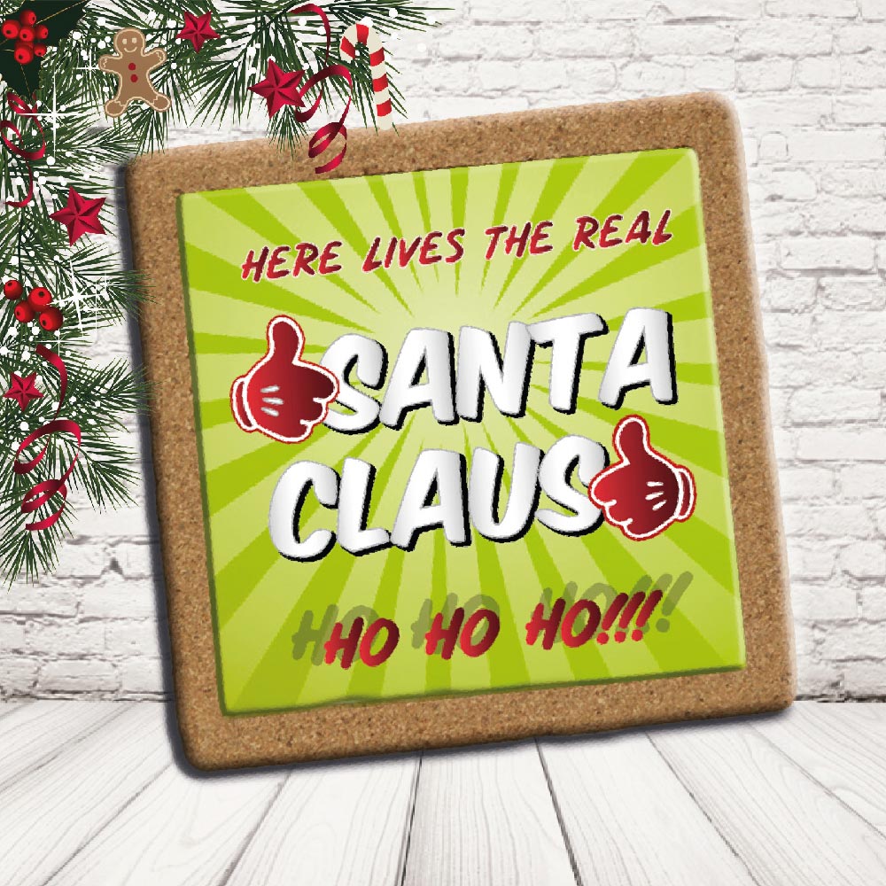 SOTTO PENTOLA ''SANTA CLAUS GREEN'' QUADRATO