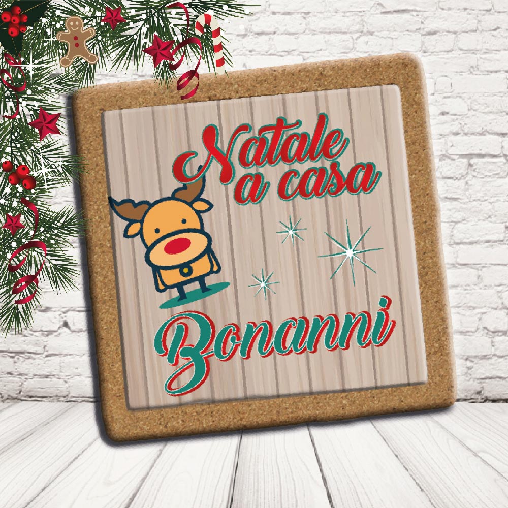 SOTTO PENTOLA ''RENNA CARTOON'' QUADRATO