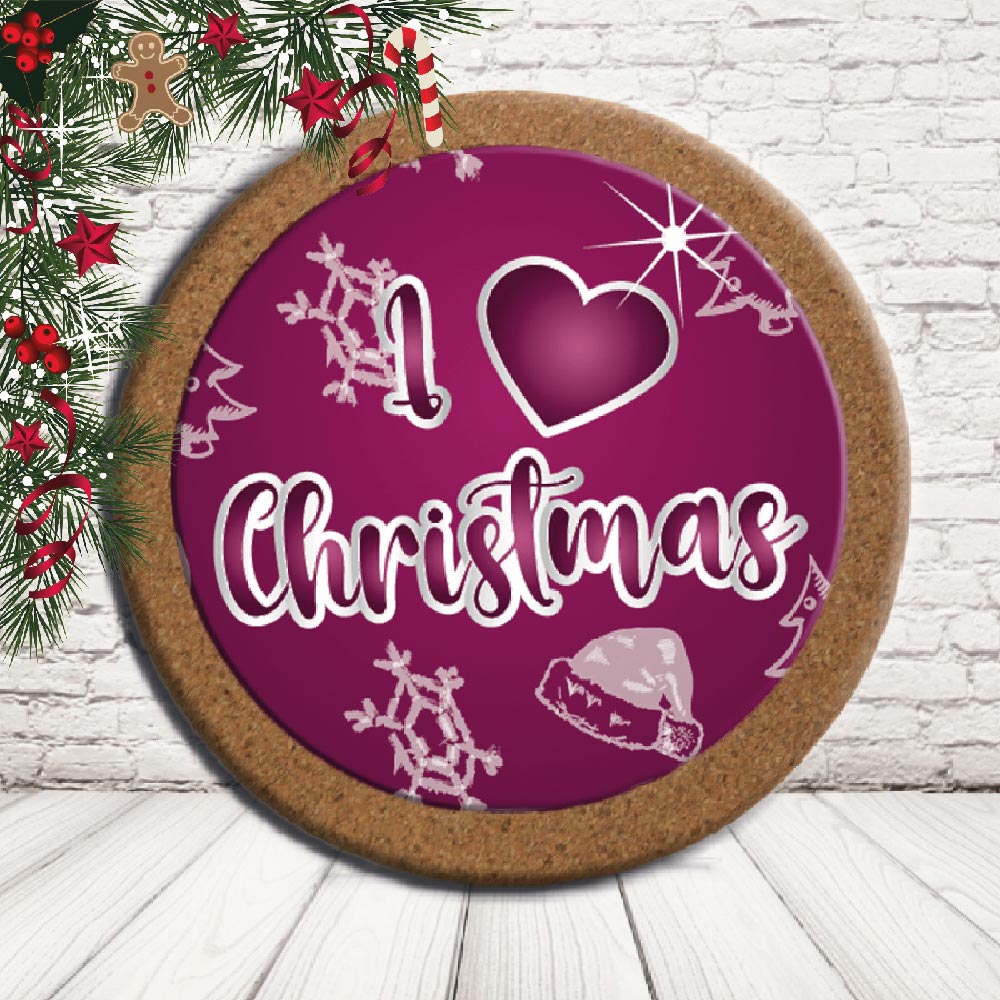 SOTTO PENTOLA ''I LOVE CHRISTMAS '' CERCHIO