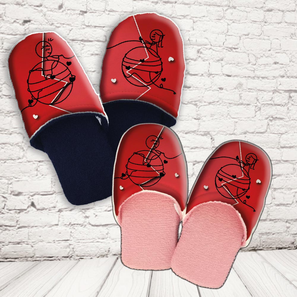 coppia pantofole ''AMORE GOMITOLO''