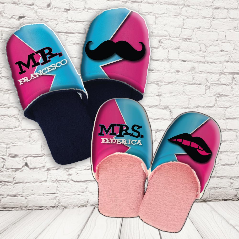 coppia pantofole ''MR AND MRS BAFFI''