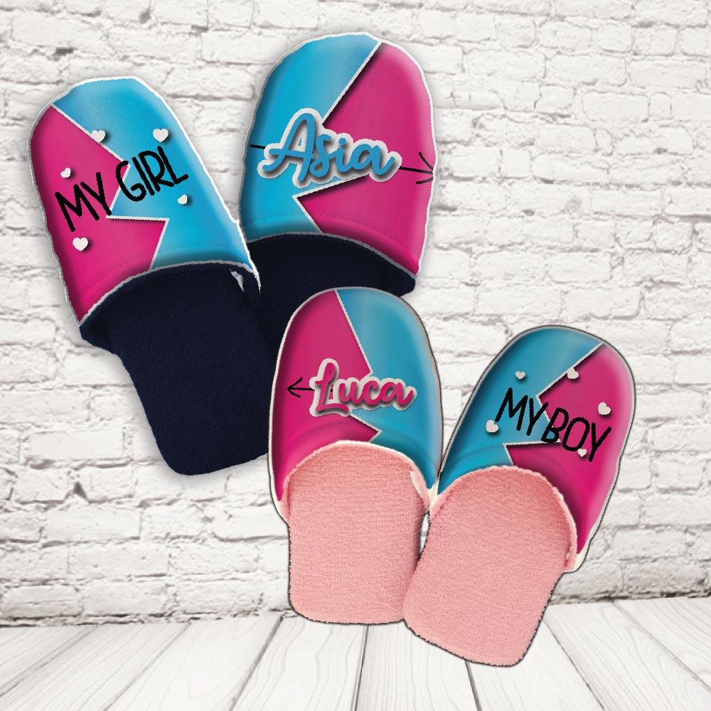 coppia pantofole ''MY BOY/GIRL''