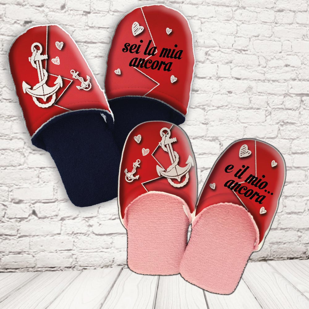 coppia pantofole ''LOVE ANCORA''
