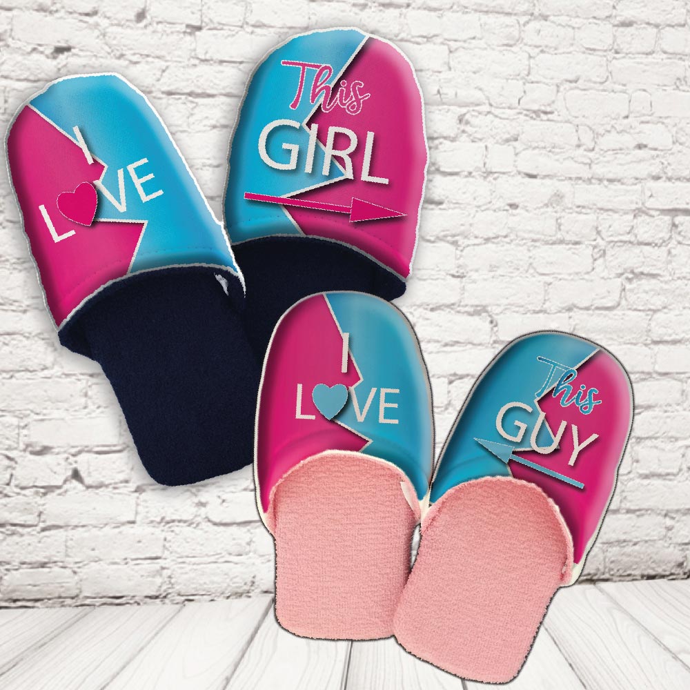 coppia pantofole ''LOVE THIS GIRL/GUY''