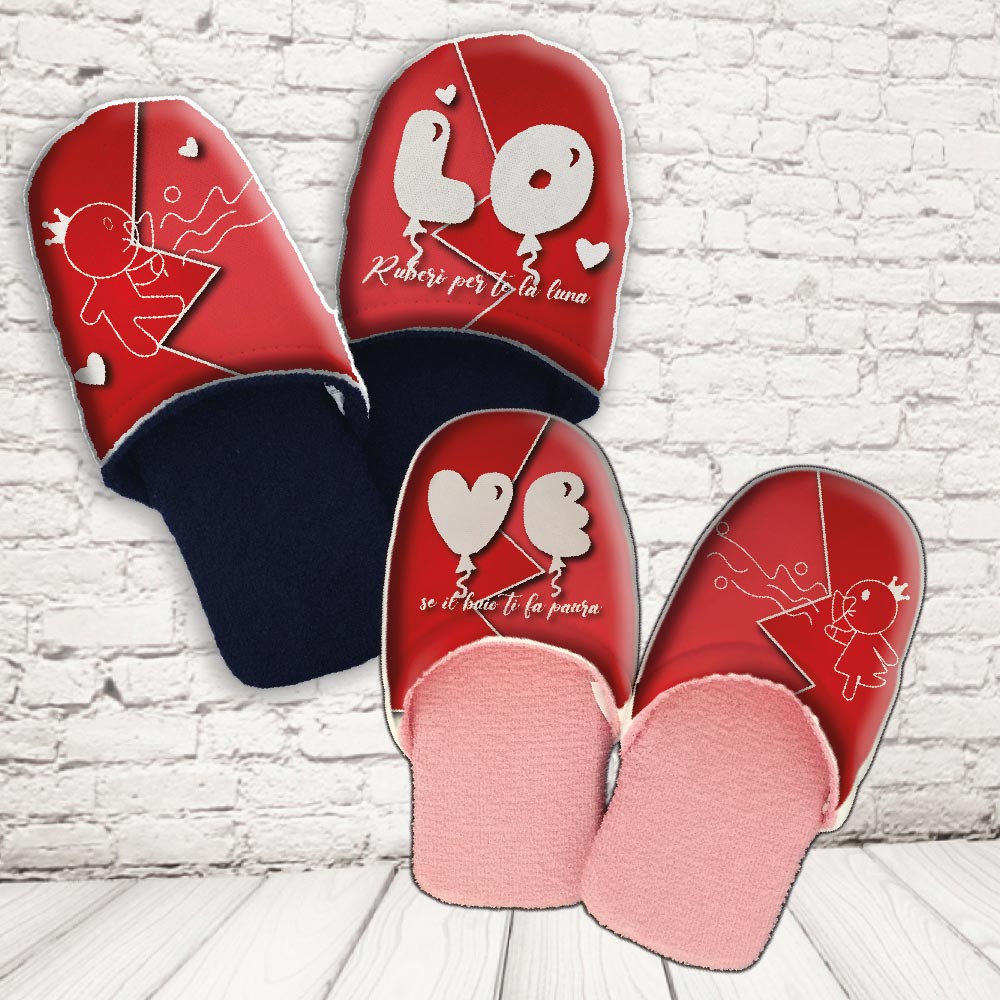 coppia pantofole ''LOVE PALLONCINI''
