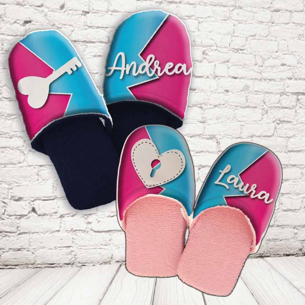 coppia pantofole ''AMORE LUCCHETTO''