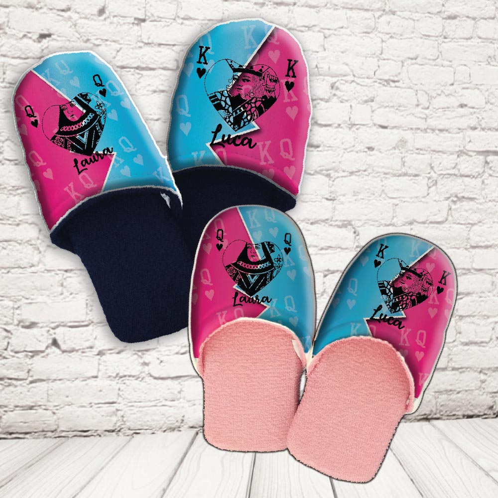 coppia pantofole ''RE E REGINA DI CUORI''