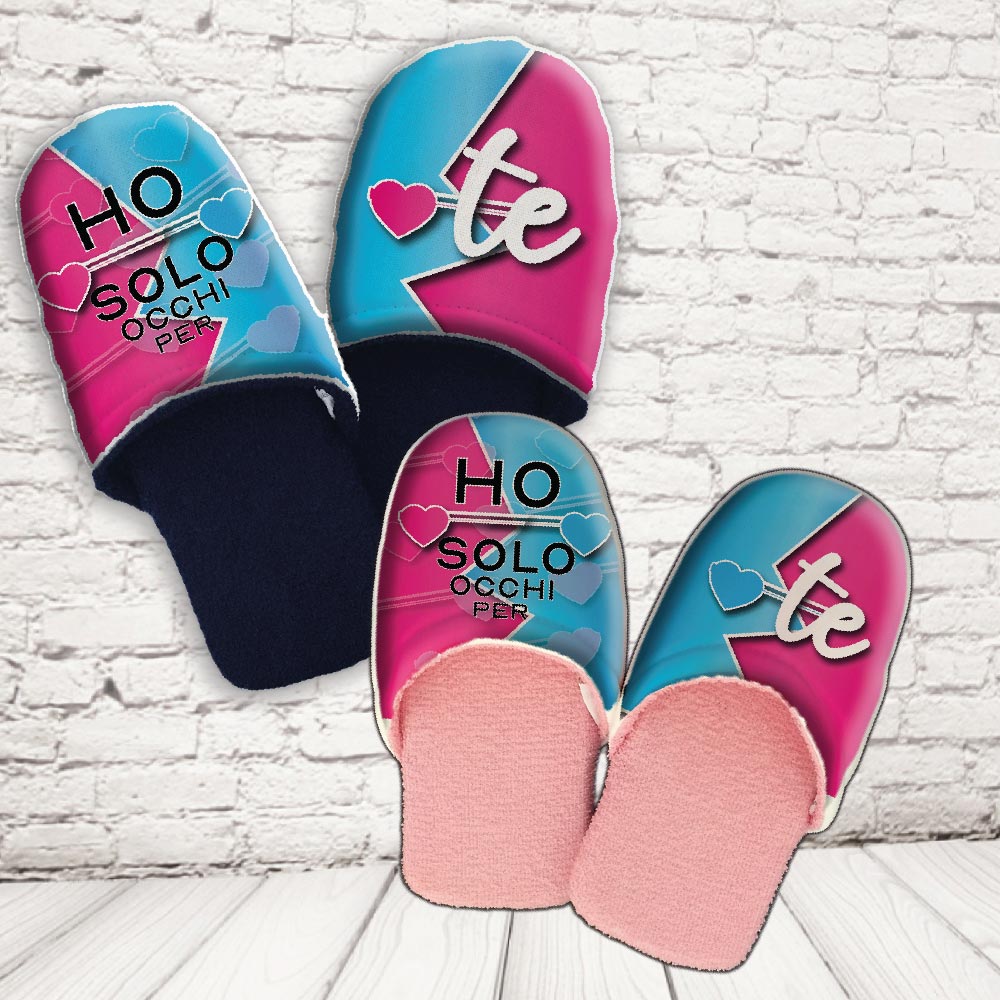 coppia pantofole ''OCCHI SOLO PER TE''