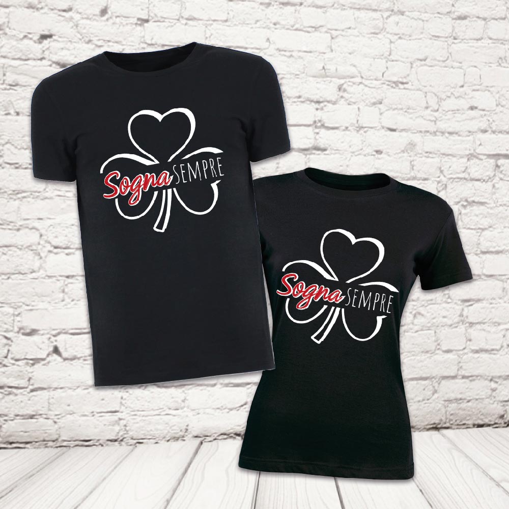COPPIA T-SHIRT ''SOGNA SEMPRE'' NERE