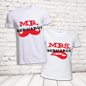 COPPIA T-SHIRT ''MR AND MRS BAFFI '' BIANCHE