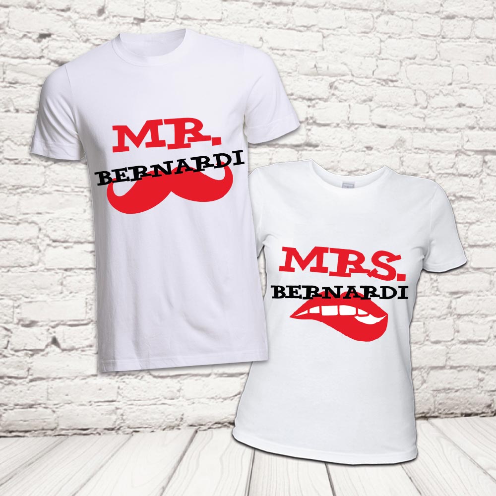 COPPIA T-SHIRT ''MR AND MRS BAFFI '' BIANCHE