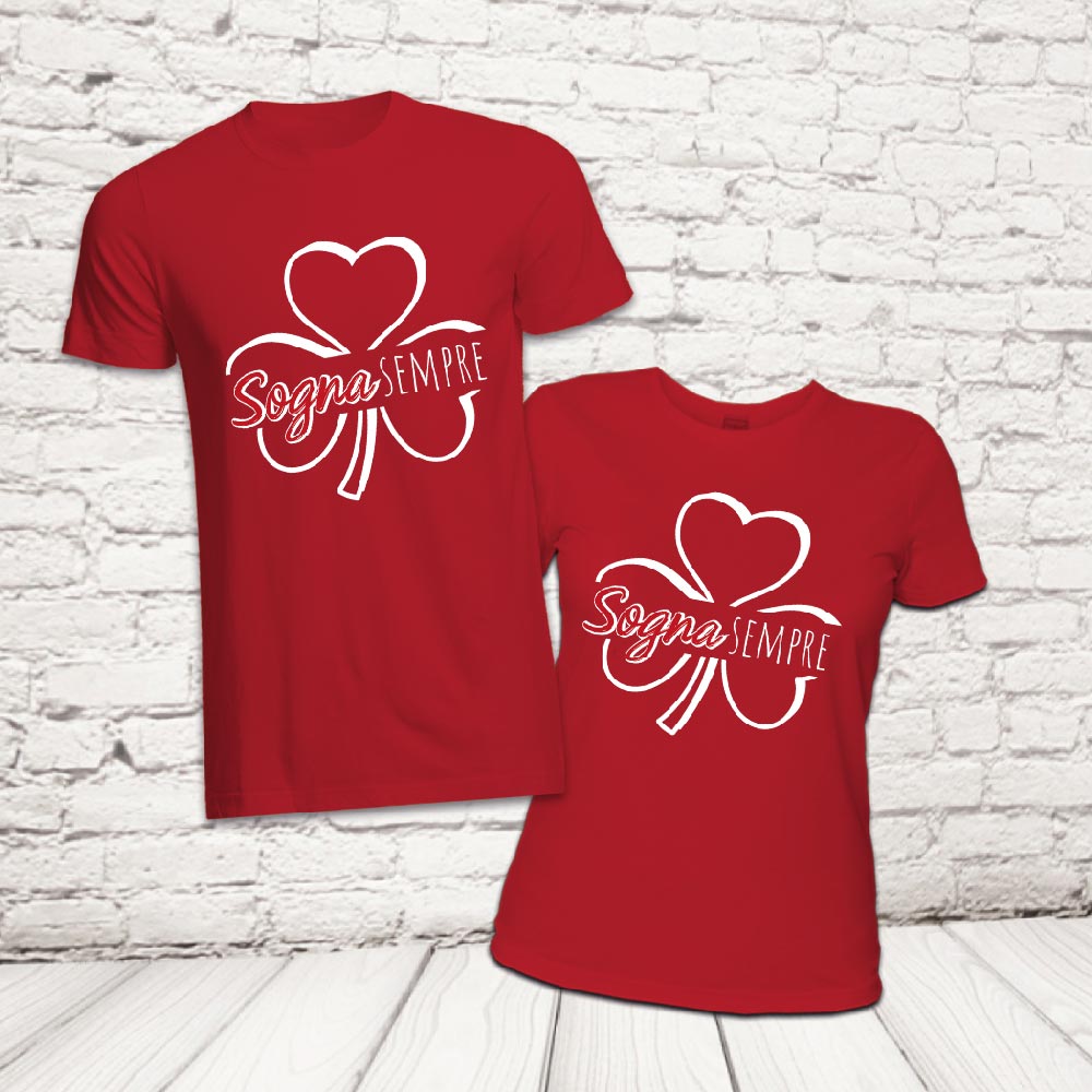 COPPIA T-SHIRT ''SOGNA SEMPRE'' ROSSE