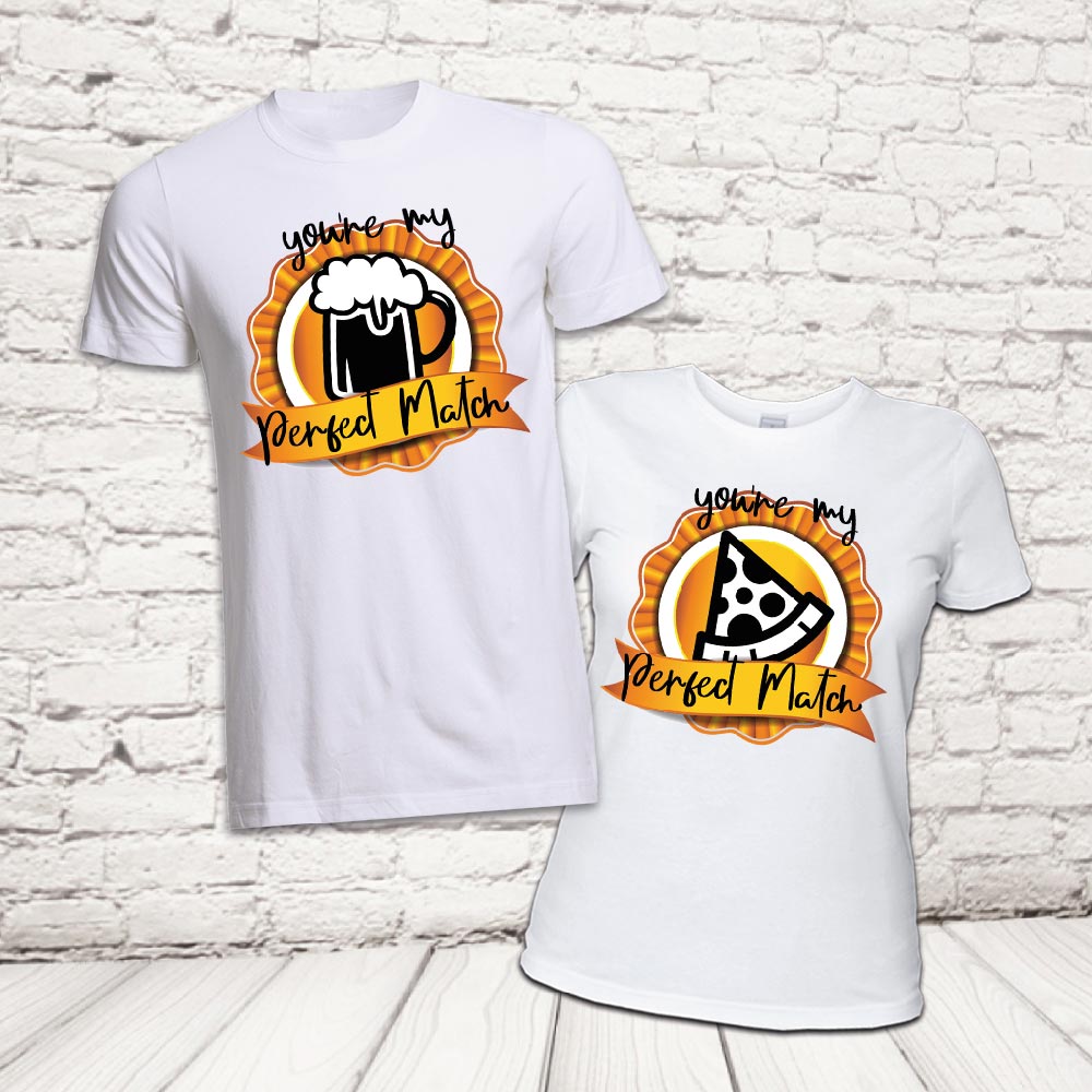 COPPIA T-SHIRT ''PERFECT MATCH'' BIANCHE