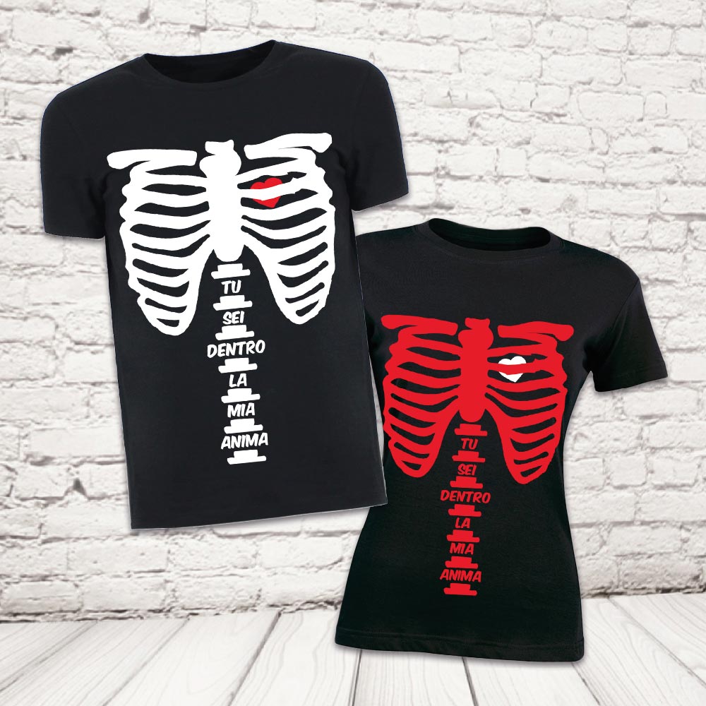 COPPIA T-SHIRT ''DENTRO L'ANIMA '' NERA
