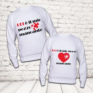 COPPIA FELPE ''PEZZO MANCANTE'' BIANCHE