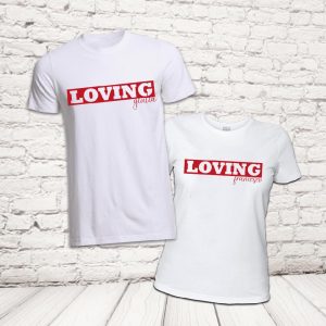 COPPIA T-SHIRT ''LOVING'' BIANCHE