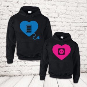 COPPIA FELPE ''AMORE RICARICA'' NERE