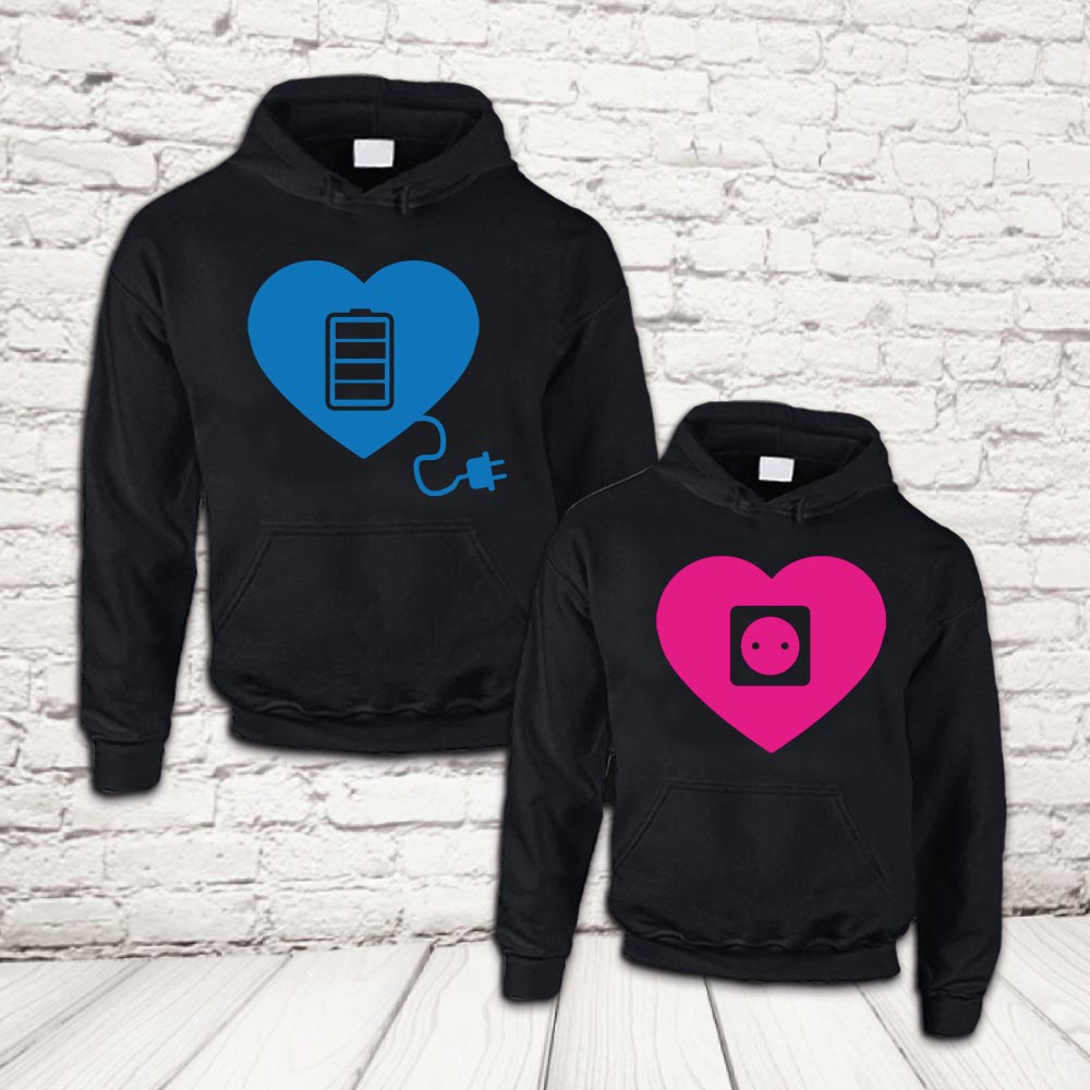 COPPIA FELPE ''AMORE RICARICA'' NERE