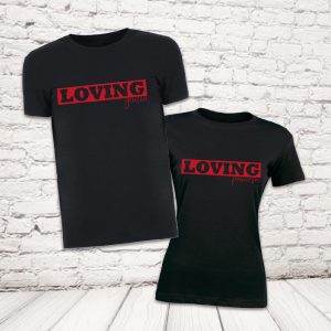 COPPIA T-SHIRT ''LOVING'' NERE