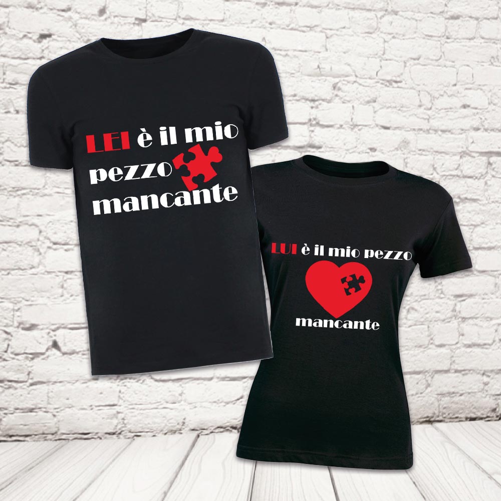 COPPIA T-SHIRT ''PEZZO MANCANTE '' NERA