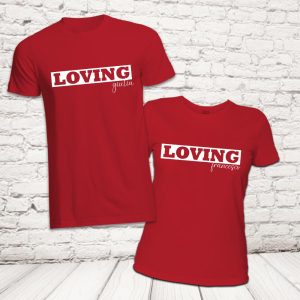 COPPIA T-SHIRT ''LOVING'' ROSSE