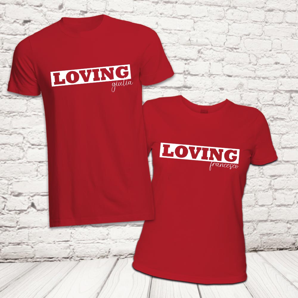 COPPIA T-SHIRT ''LOVING'' ROSSE