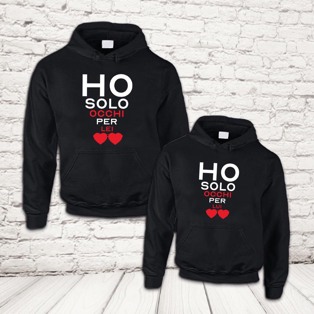 COPPIA FELPE ''OCCHI SOLO PER TE'' NERE