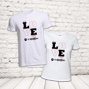 COPPIA T-SHIRT ''LOVE SPOTIFY'' BIANCHE