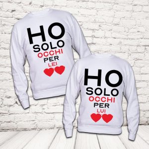 COPPIA FELPE ''OCCHI SOLO PER TE'' BIANCHE