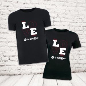 COPPIA T-SHIRT ''LOVE SPOTIFY'' NERE