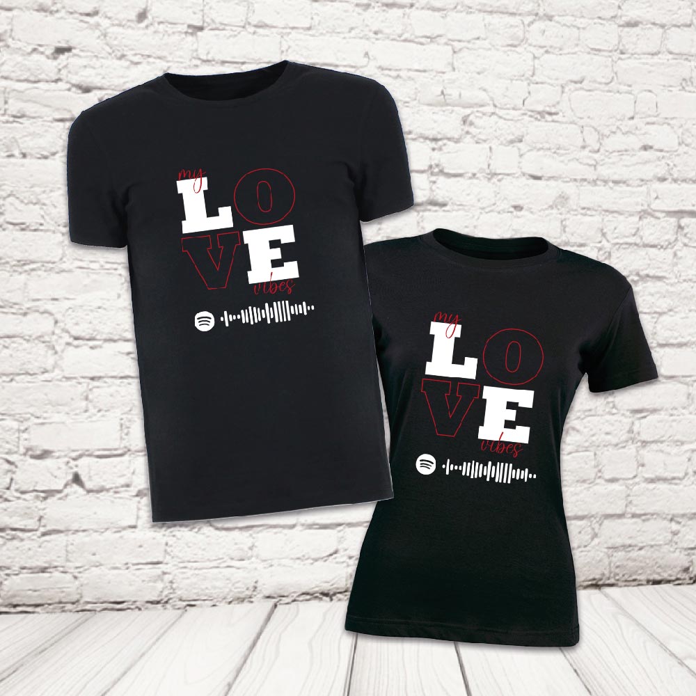 COPPIA T-SHIRT ''LOVE SPOTIFY'' NERE