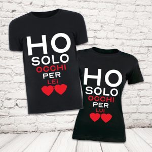 COPPIA T-SHIRT ''OCCHI PER TE'' NERE