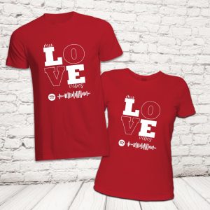 COPPIA T-SHIRT ''LOVE SPOTIFY'' ROSSE