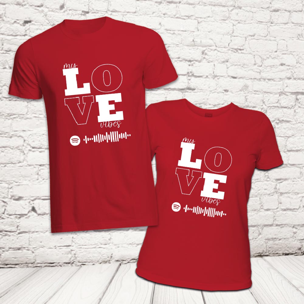 COPPIA T-SHIRT ''LOVE SPOTIFY'' ROSSE