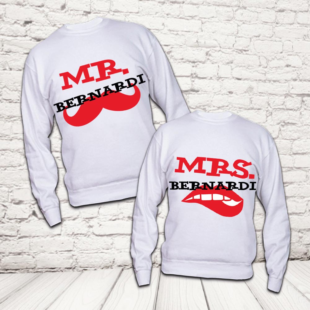 COPPIA FELPE ''MR AND MRS BAFFI'' BIANCHE